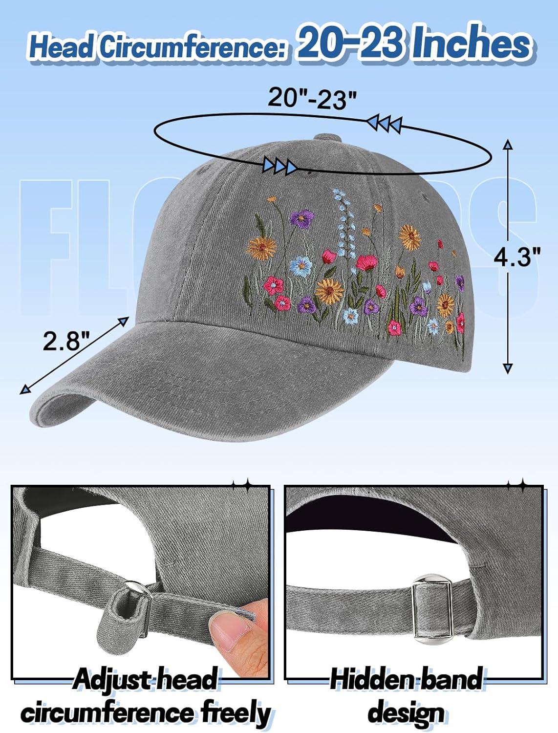Biggun Trendy Embroidered Baseball Cap for Girls Women Men - Adjustable Soft Breathable Hats for Casual Wear