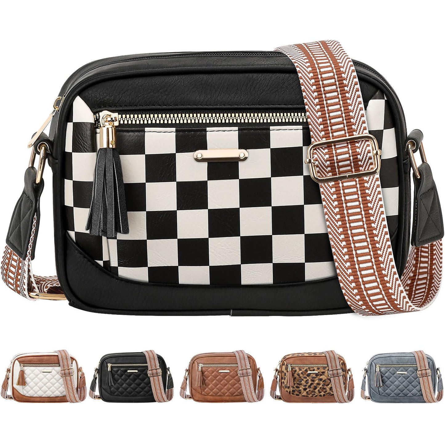 Tenot Quilted Crossbody Bags for Women Travel, Vegan Leather Crossbody Purses for Women Trendy Cross Body Bag
