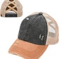 Funky Junque Ponytail Hat for Women - Baseball Cap with Adjustable Fit & High Pony Tail Criss Cross Back for Everyday Wear