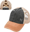Funky Junque Ponytail Hat for Women - Baseball Cap with Adjustable Fit & High Pony Tail Criss Cross Back for Everyday Wear
