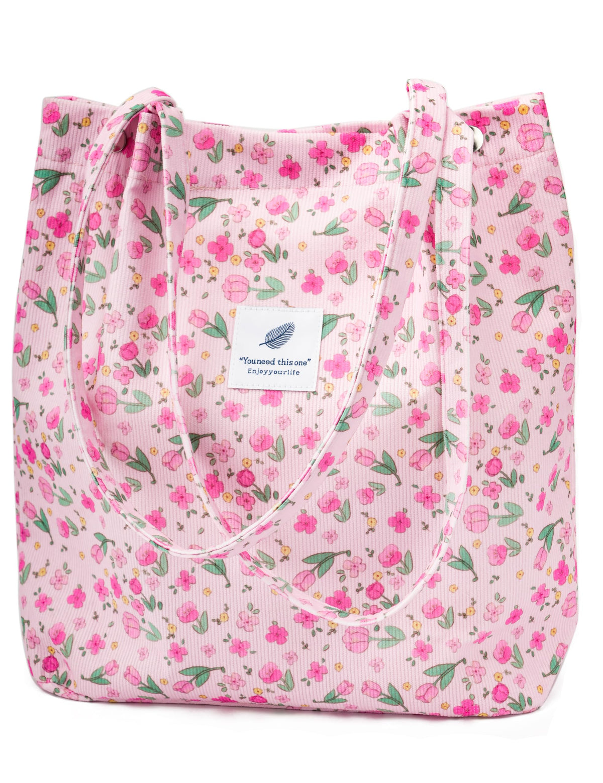 Corduroy Tote Bag Cute Tote Bags for Women Shoulder Bag with Inner Pocket for Work Beach Travel and Shopping Grocery