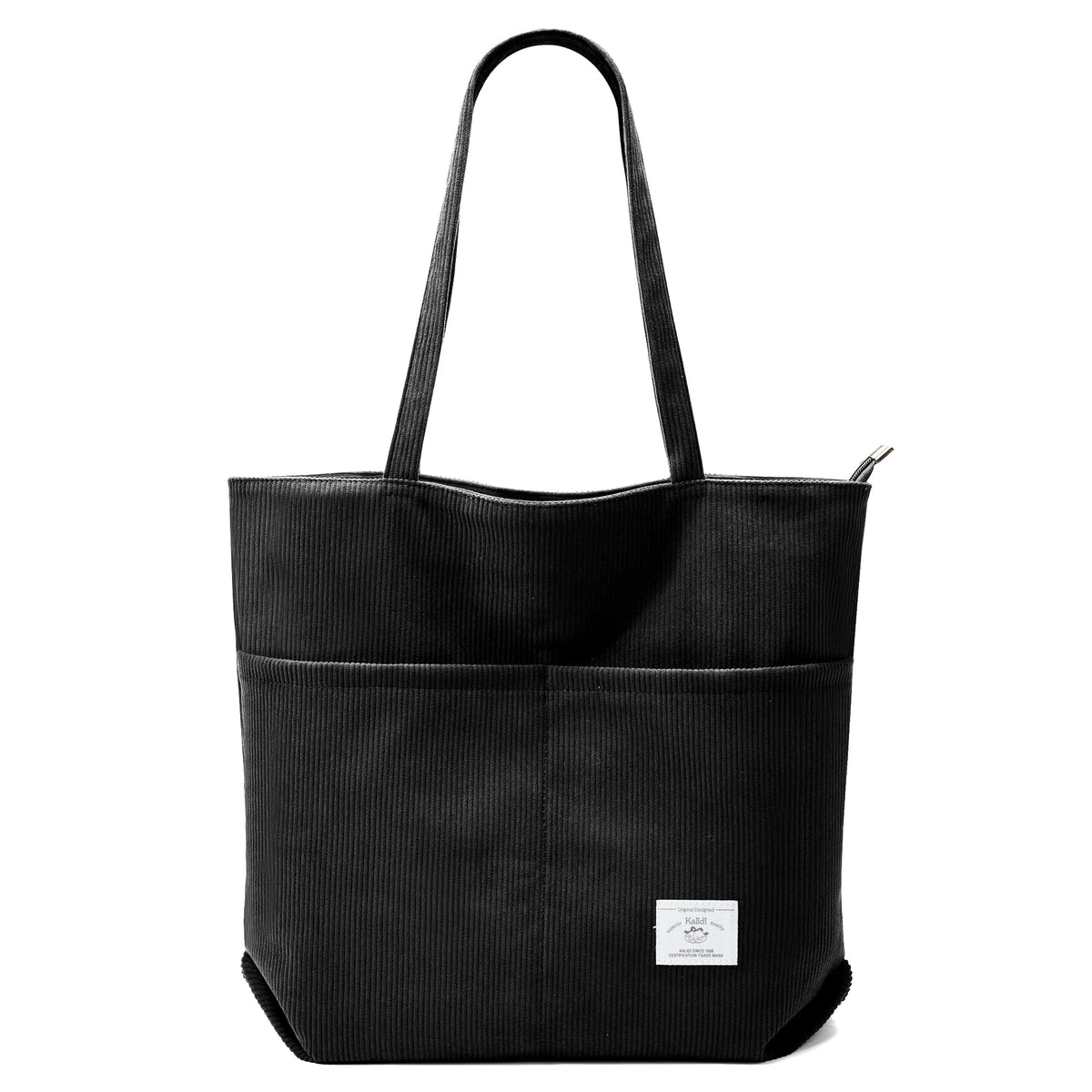 KALIDI Women Corduroy Tote Bag Zipper Casual Tote's Handbag Big Capacity Shoulder Bag with Pockets
