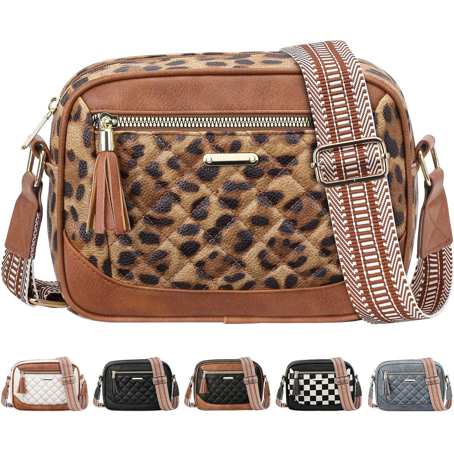 Tenot Quilted Crossbody Bags for Women Travel, Vegan Leather Crossbody Purses for Women Trendy Cross Body Bag