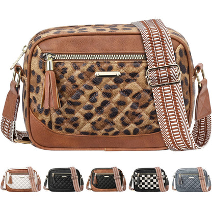 Tenot Quilted Crossbody Bags for Women Travel, Vegan Leather Crossbody Purses for Women Trendy Cross Body Bag