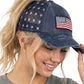 Funky Junque Ponytail Hat for Women - Baseball Cap with Adjustable Fit & High Pony Tail Criss Cross Back for Everyday Wear