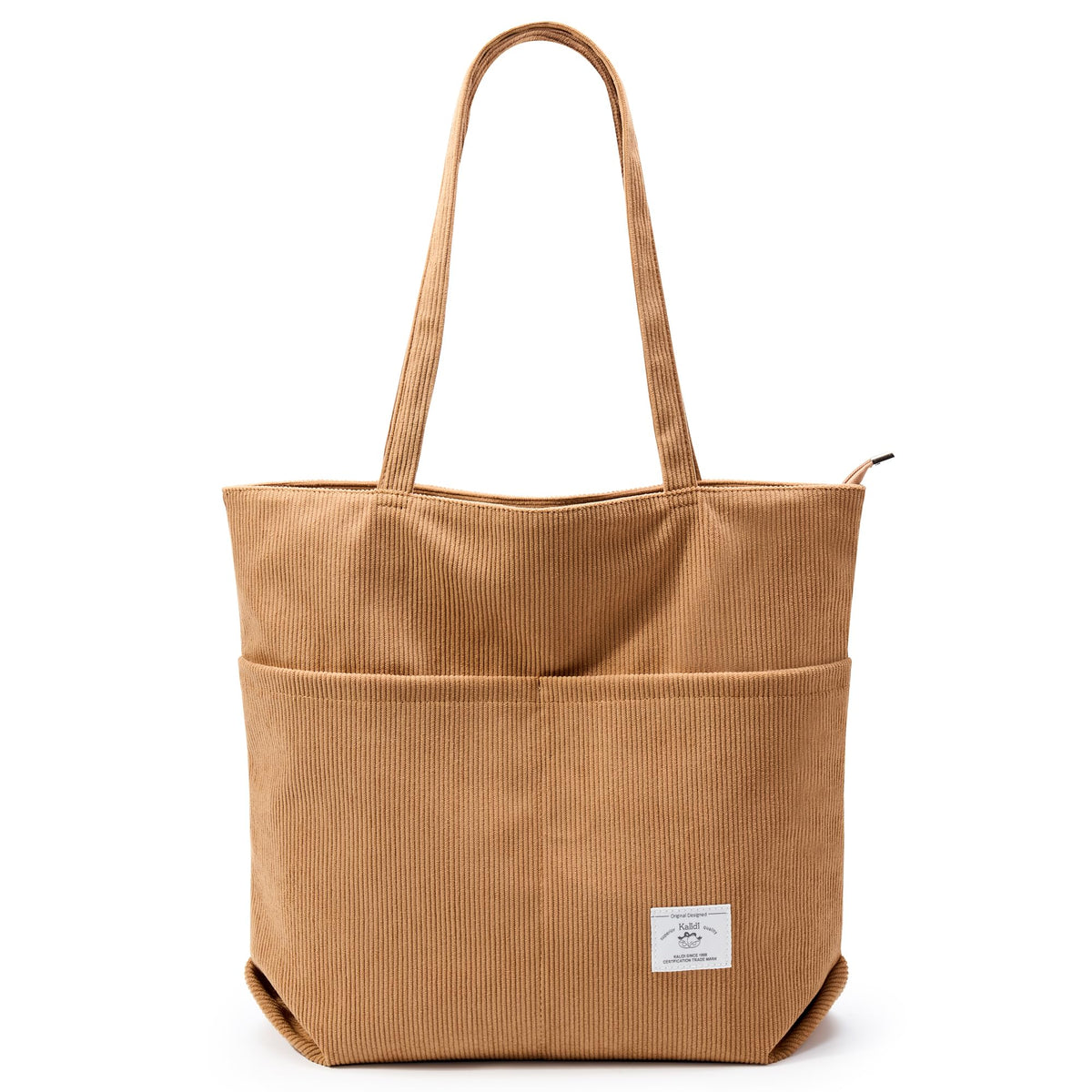 KALIDI Women Corduroy Tote Bag Zipper Casual Tote's Handbag Big Capacity Shoulder Bag with Pockets