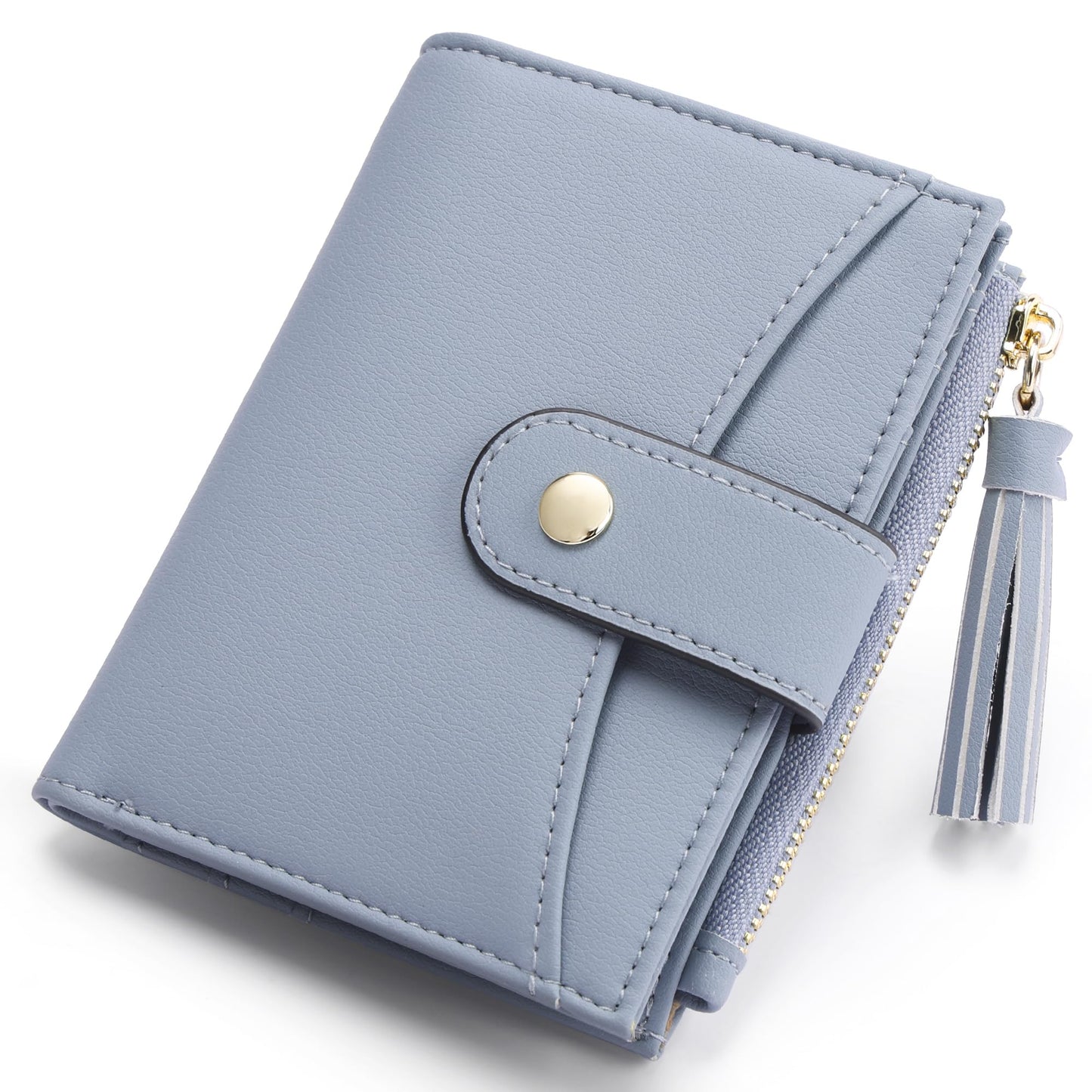 yiijay Small Wallet for Women RFID Blocking Tassle Bifold Slim Thin Leather Wallet Credit Card Holder Wallet Ladies Mini Wallet with Widened Zipper Pocket