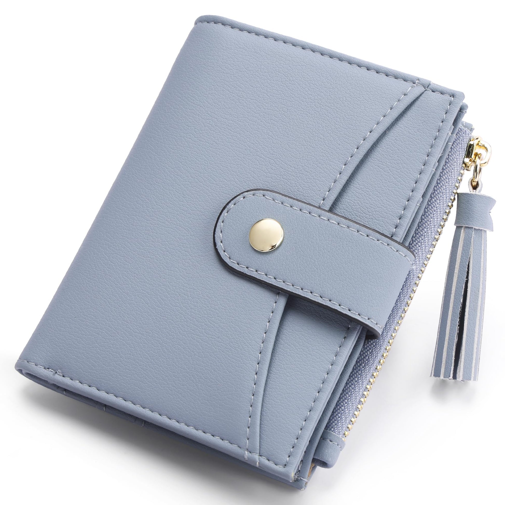 yiijay Small Wallet for Women RFID Blocking Tassle Bifold Slim Thin Leather Wallet Credit Card Holder Wallet Ladies Mini Wallet with Widened Zipper Pocket