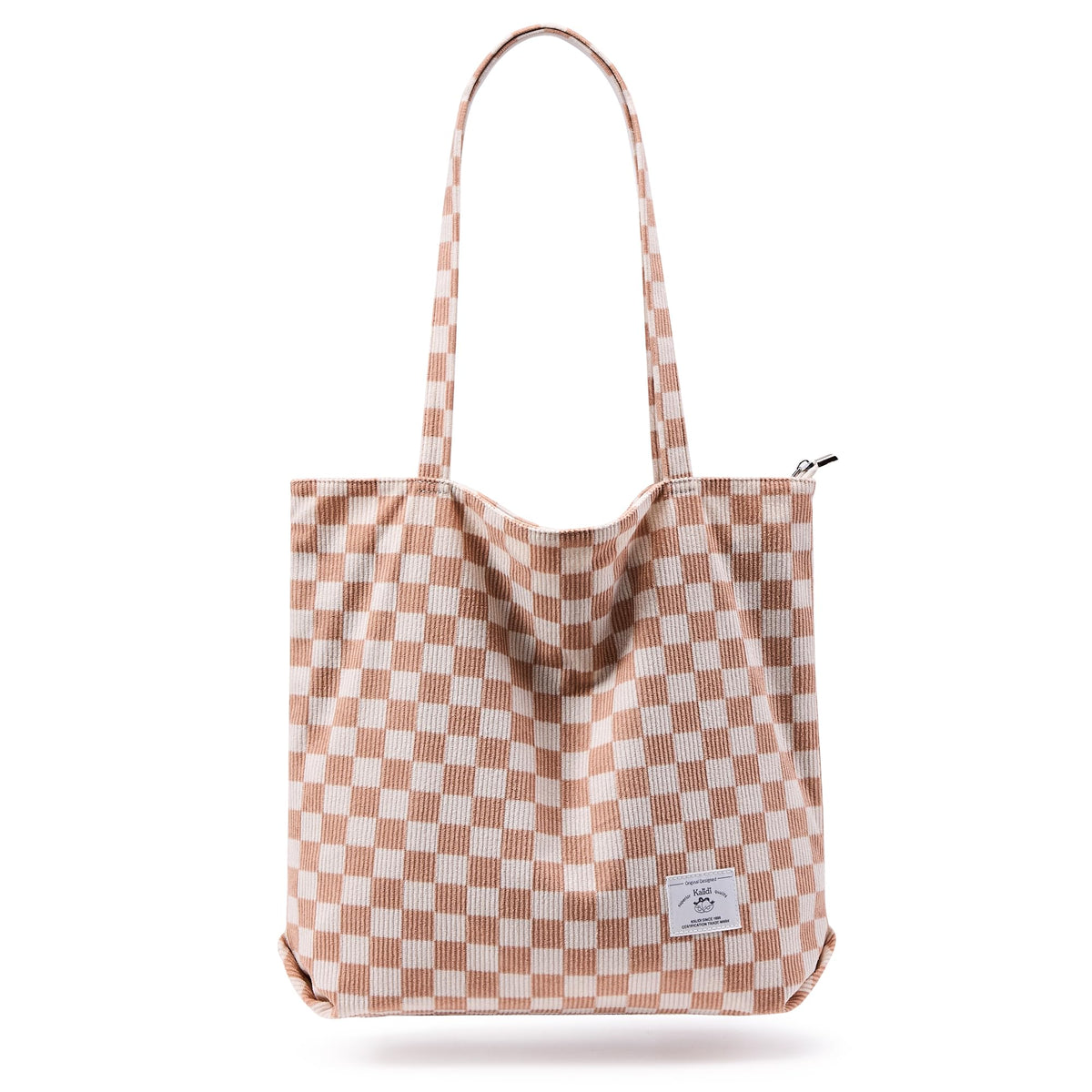 KALIDI Women Corduroy Tote Bag Zipper Casual Tote's Handbag Big Capacity Shoulder Bag with Pockets