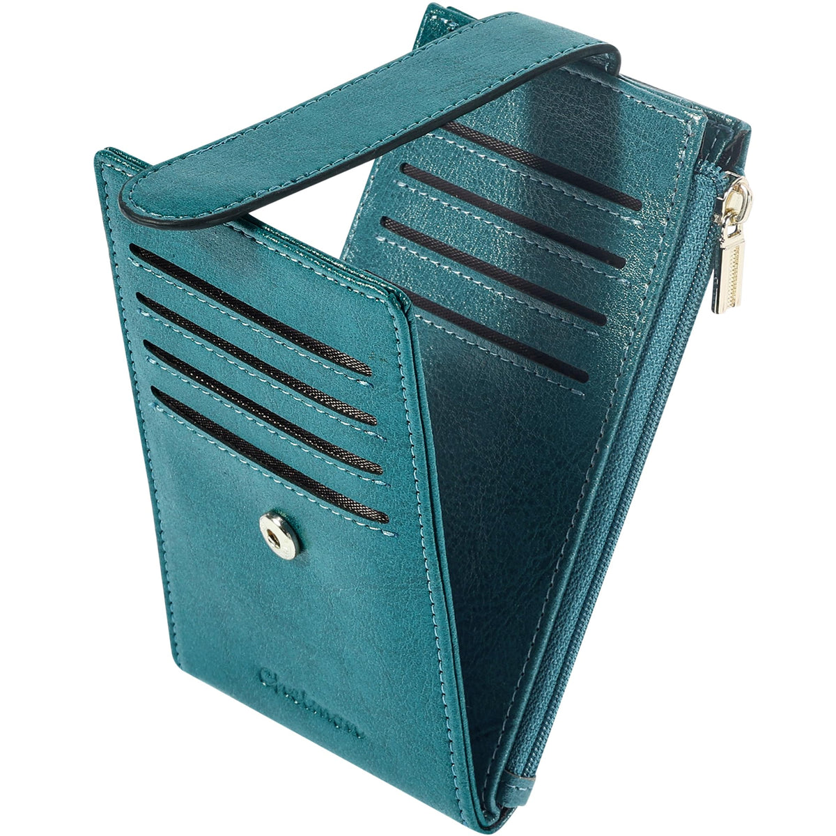 Chelmon Women's RFID Slim Card Holder Wallet: Thin Bifold with Multi-Card Case & Zipper Coin Pocket Purse (Deep Purple)