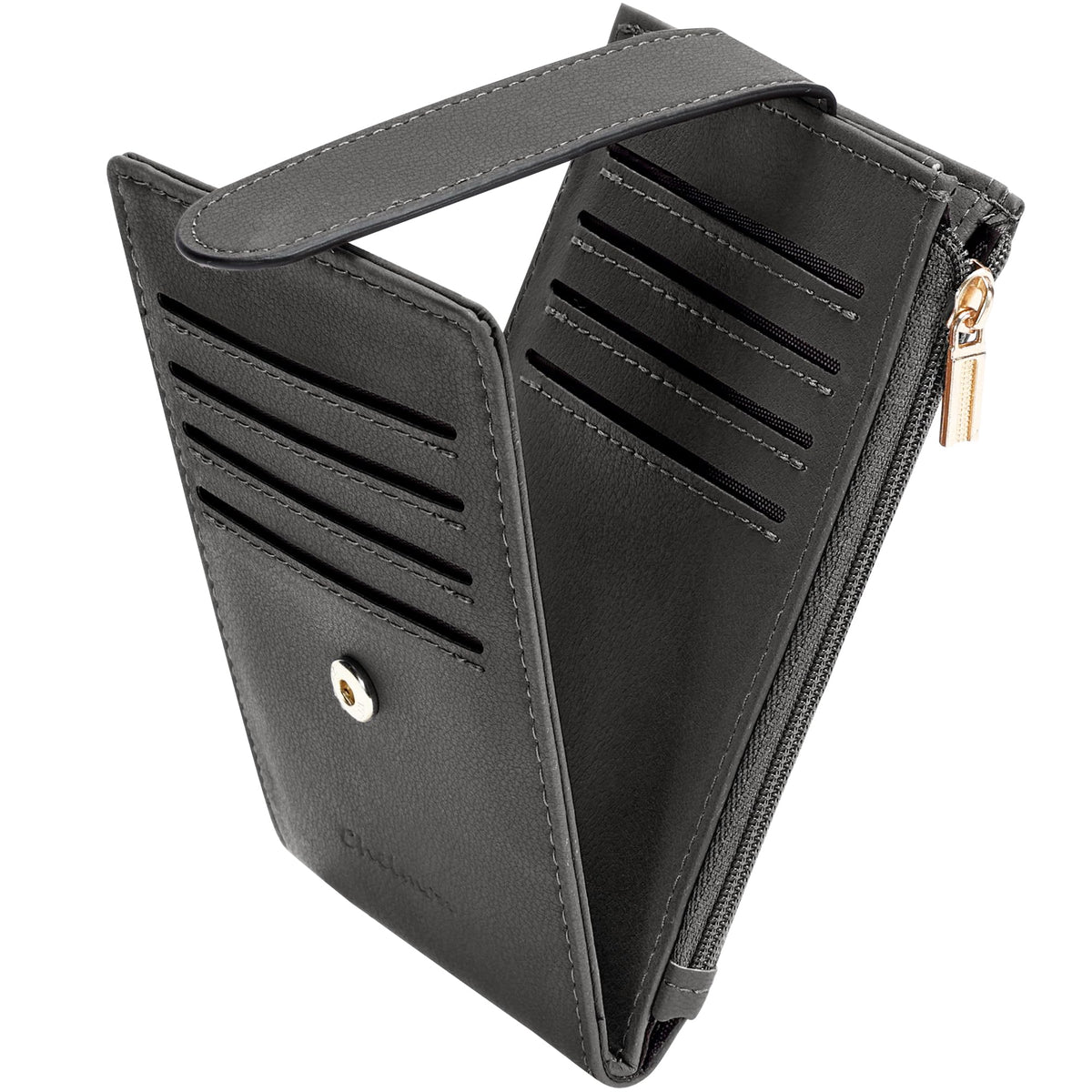 Chelmon Women's RFID Slim Card Holder Wallet: Thin Bifold with Multi-Card Case & Zipper Coin Pocket Purse (Deep Purple)