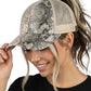 Funky Junque Ponytail Hat for Women - Baseball Cap with Adjustable Fit & High Pony Tail Criss Cross Back for Everyday Wear