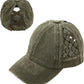 Funky Junque Ponytail Hat for Women - Baseball Cap with Adjustable Fit & High Pony Tail Criss Cross Back for Everyday Wear