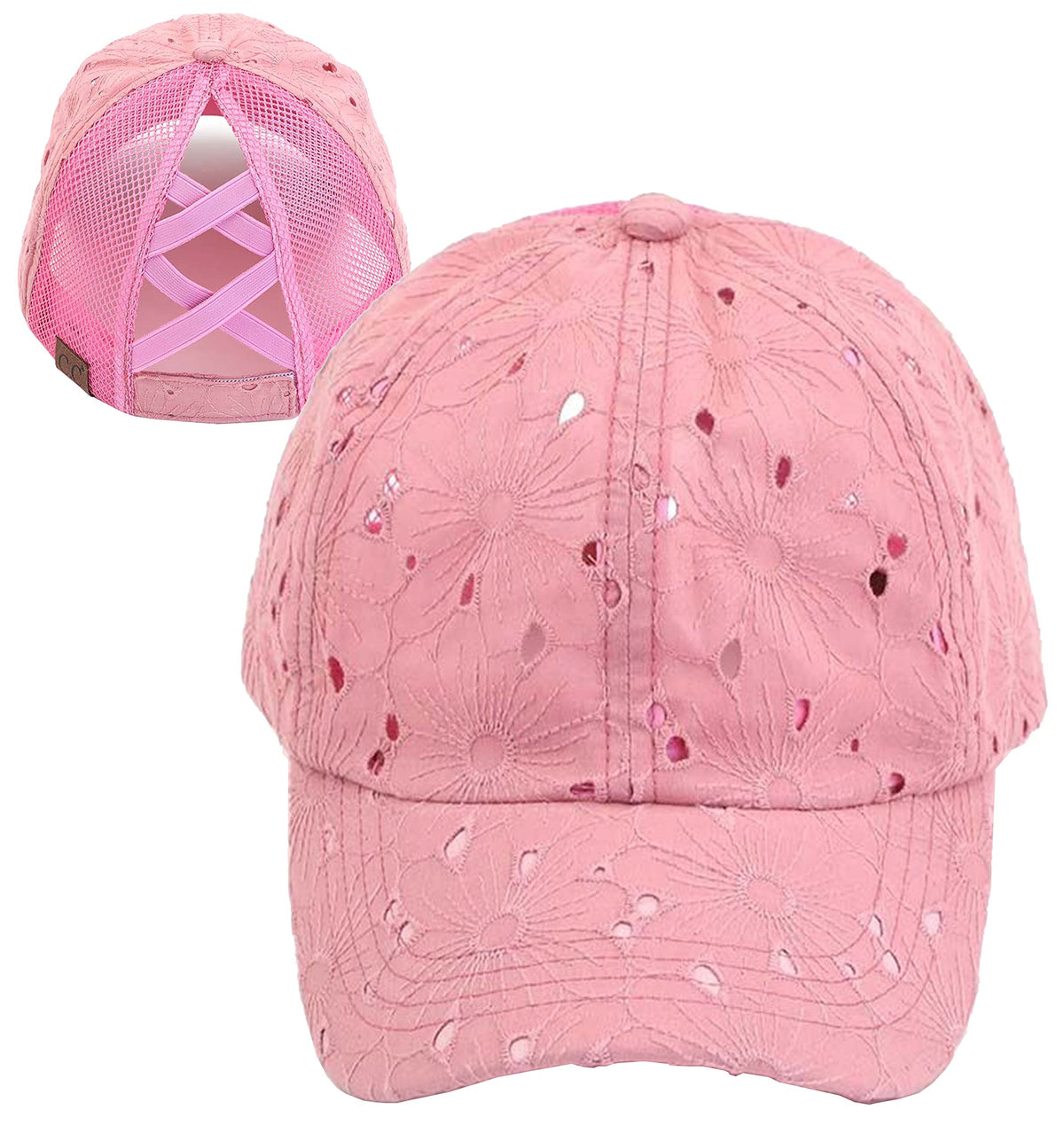 Funky Junque Ponytail Hat for Women - Baseball Cap with Adjustable Fit & High Pony Tail Criss Cross Back for Everyday Wear