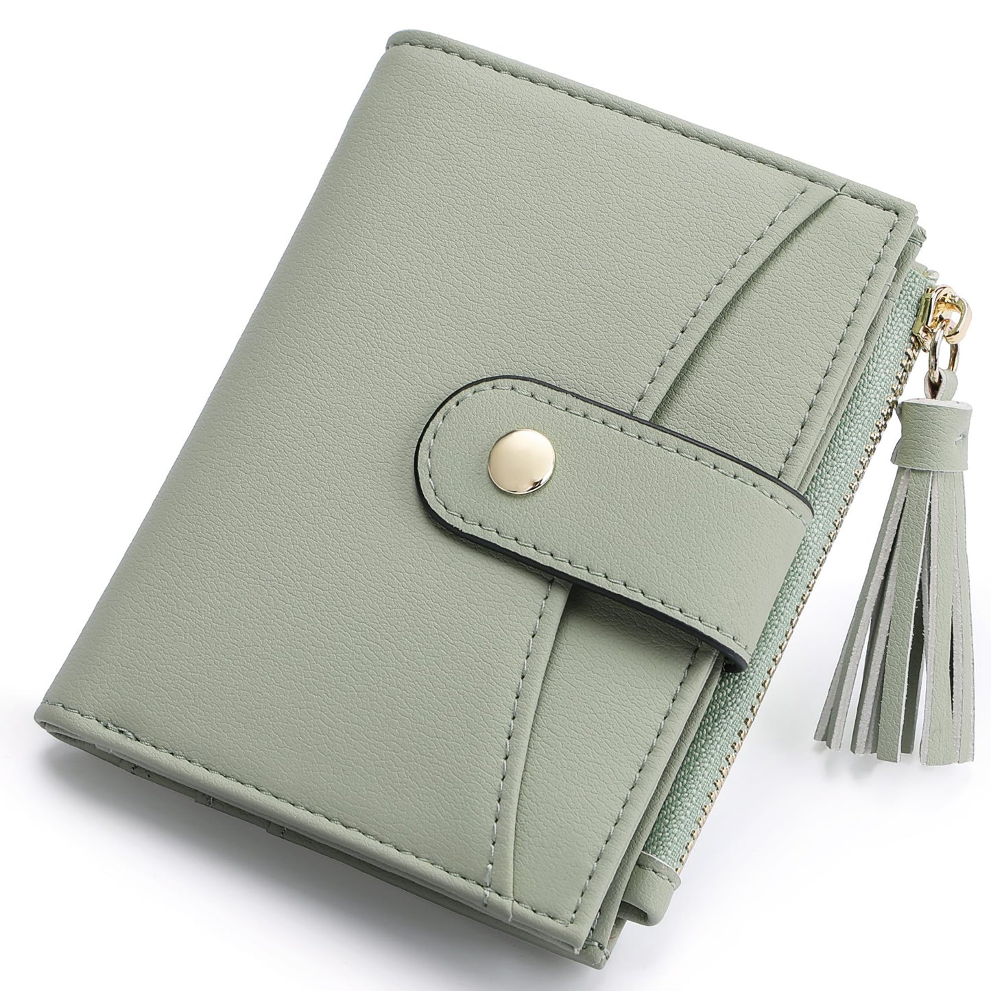 yiijay Small Wallet for Women RFID Blocking Tassle Bifold Slim Thin Leather Wallet Credit Card Holder Wallet Ladies Mini Wallet with Widened Zipper Pocket