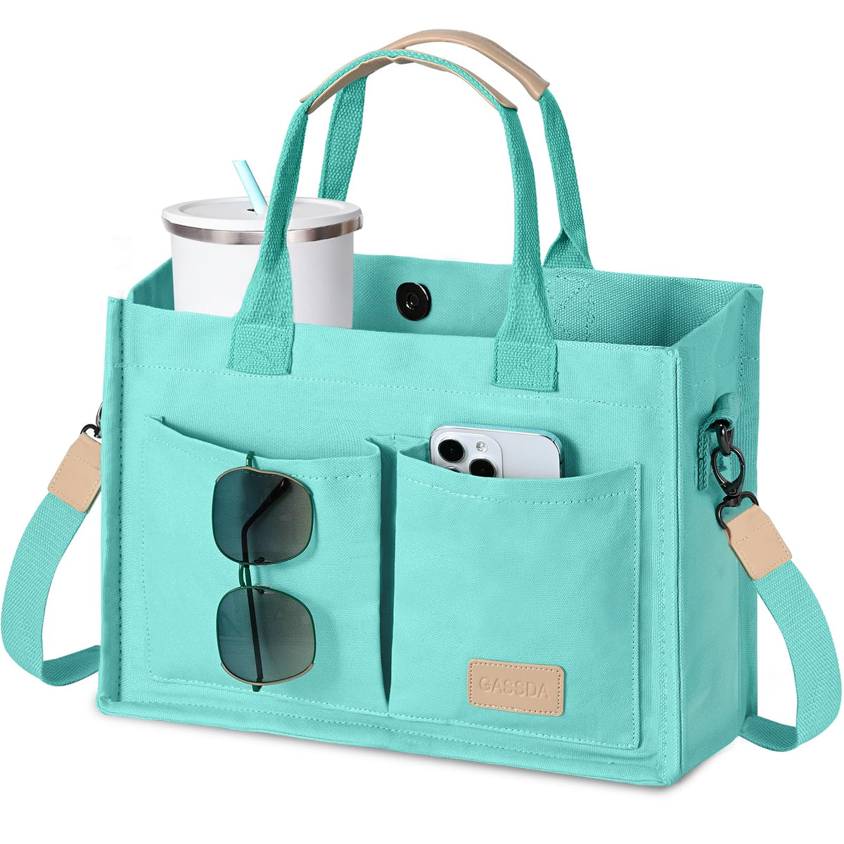GASSDA Canvas Tote Bag for Women Crossbody Work Purse with Pockets Top Handle Handbag Satchel Bags for Travel Nurse Teacher