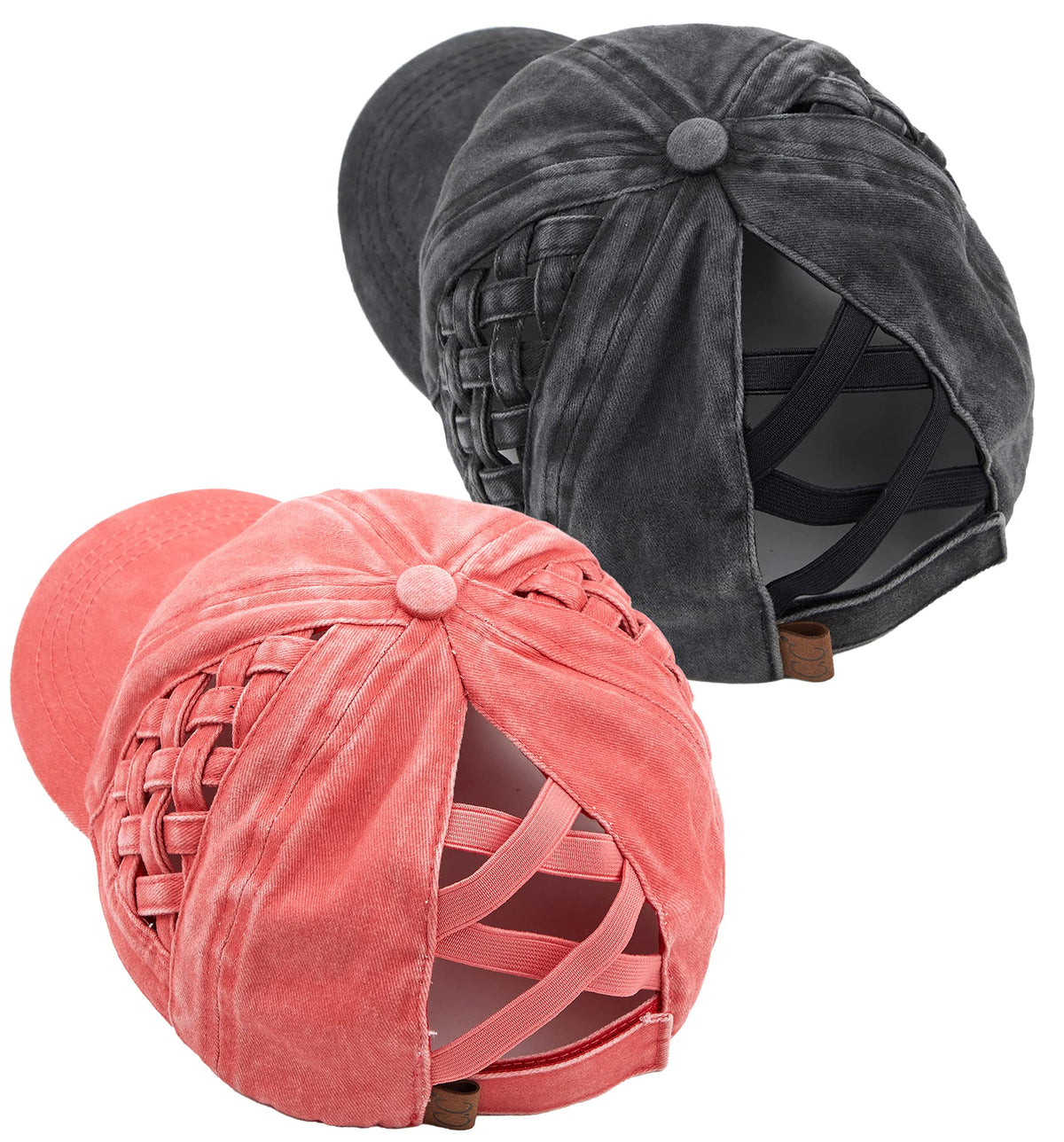 Funky Junque Ponytail Hat for Women - Baseball Cap with Adjustable Fit & High Pony Tail Criss Cross Back for Everyday Wear