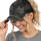 Funky Junque Ponytail Hat for Women - Baseball Cap with Adjustable Fit & High Pony Tail Criss Cross Back for Everyday Wear