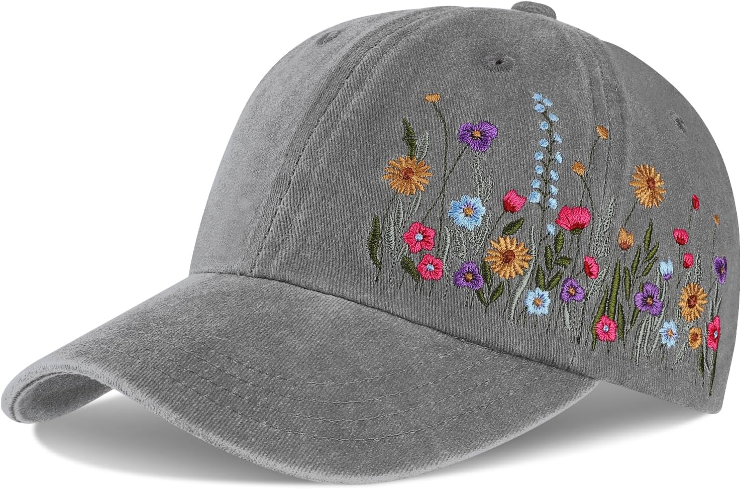 Biggun Trendy Embroidered Baseball Cap for Girls Women Men - Adjustable Soft Breathable Hats for Casual Wear