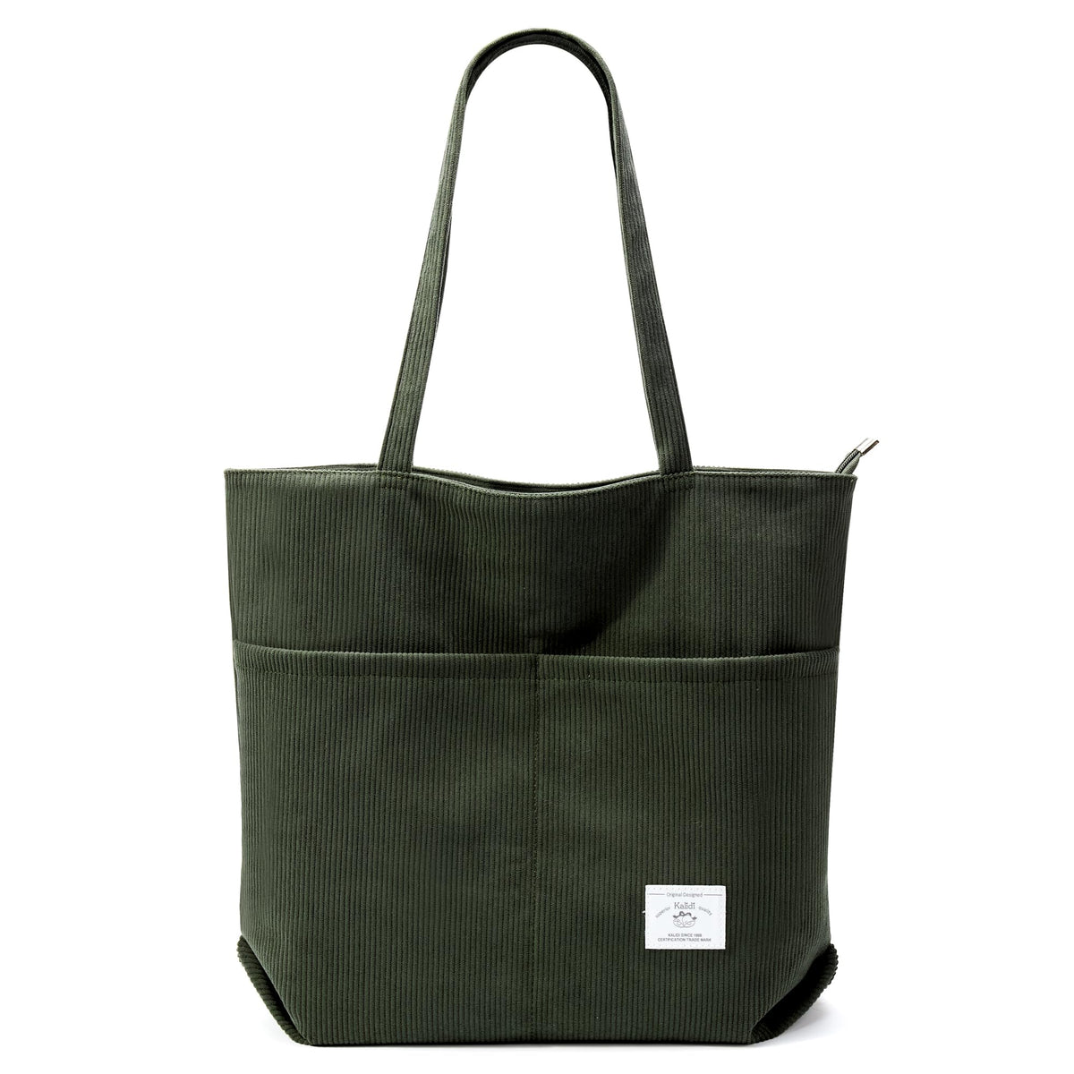 KALIDI Women Corduroy Tote Bag Zipper Casual Tote's Handbag Big Capacity Shoulder Bag with Pockets