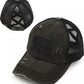 Funky Junque Ponytail Hat for Women - Baseball Cap with Adjustable Fit & High Pony Tail Criss Cross Back for Everyday Wear