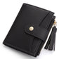 yiijay Small Wallet for Women RFID Blocking Tassle Bifold Slim Thin Leather Wallet Credit Card Holder Wallet Ladies Mini Wallet with Widened Zipper Pocket