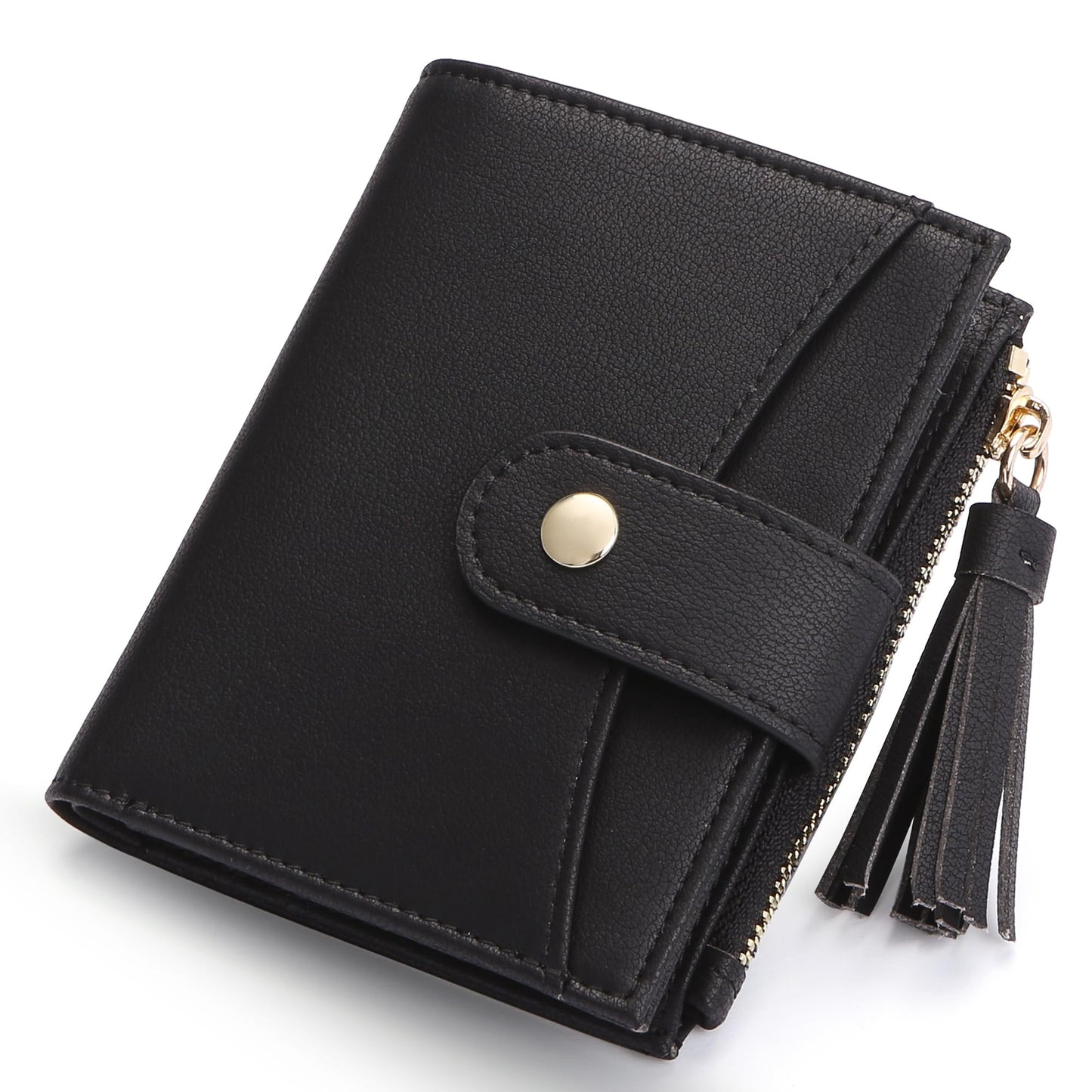yiijay Small Wallet for Women RFID Blocking Tassle Bifold Slim Thin Leather Wallet Credit Card Holder Wallet Ladies Mini Wallet with Widened Zipper Pocket