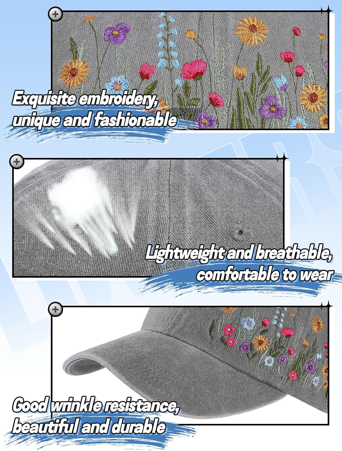 Biggun Trendy Embroidered Baseball Cap for Girls Women Men - Adjustable Soft Breathable Hats for Casual Wear