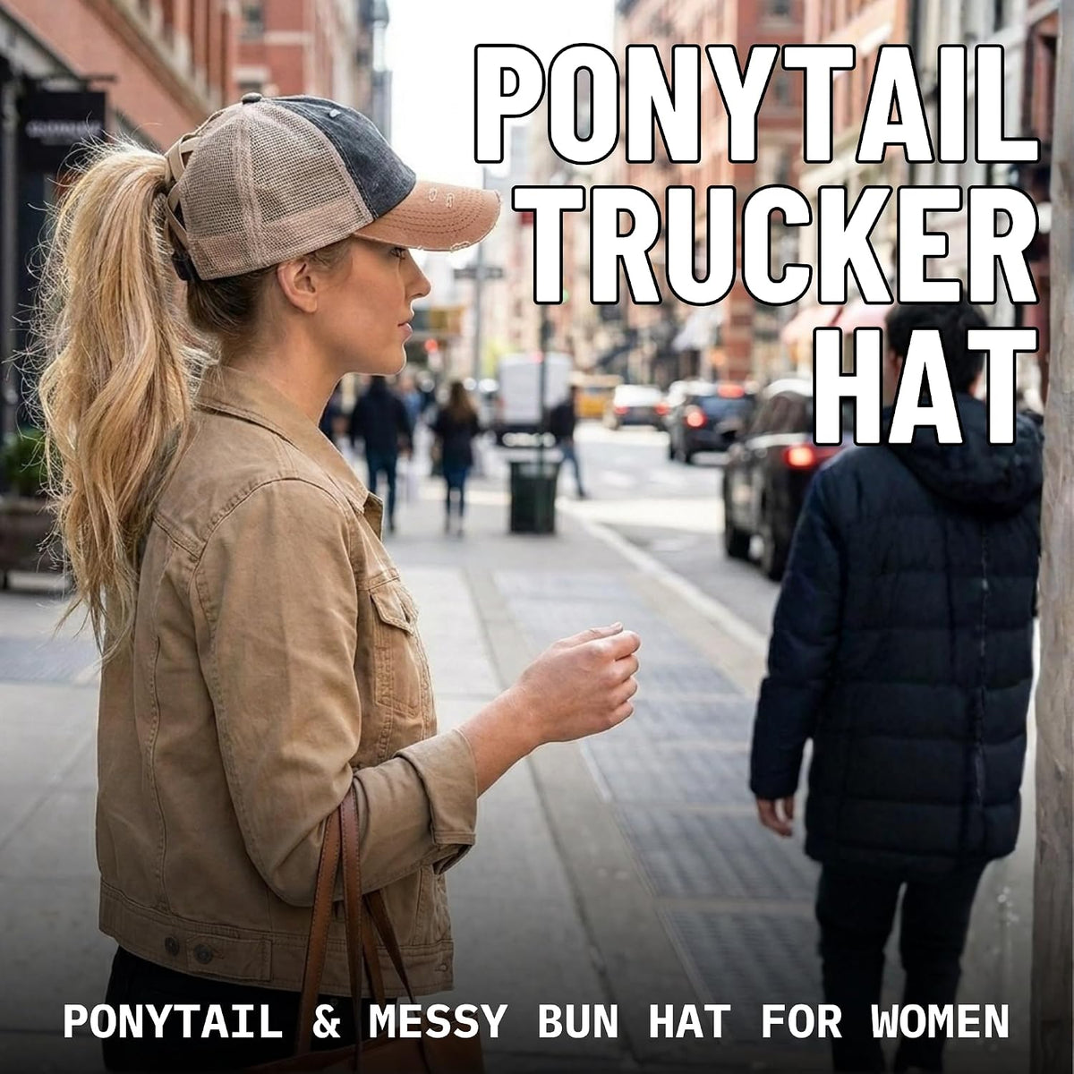 Funky Junque Ponytail Hat for Women - Baseball Cap with Adjustable Fit & High Pony Tail Criss Cross Back for Everyday Wear