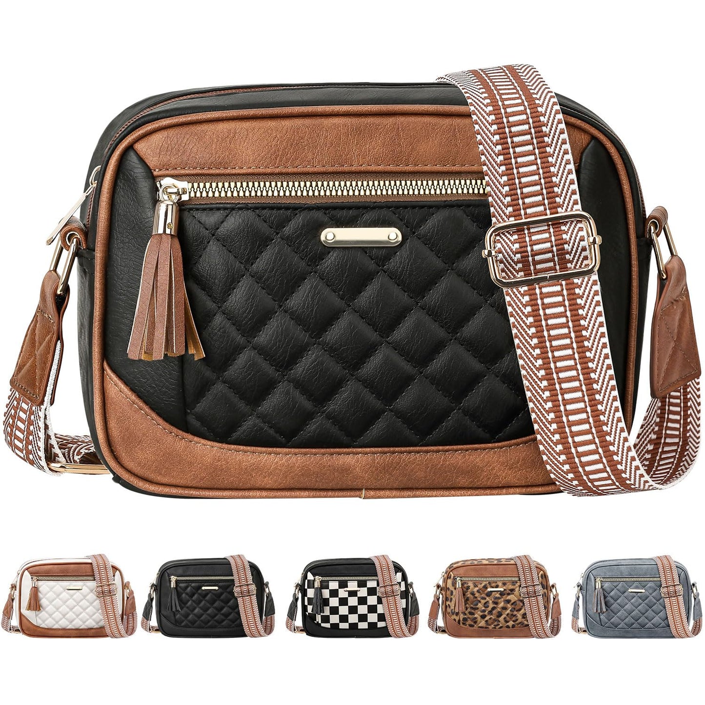 Tenot Quilted Crossbody Bags for Women Travel, Vegan Leather Crossbody Purses for Women Trendy Cross Body Bag