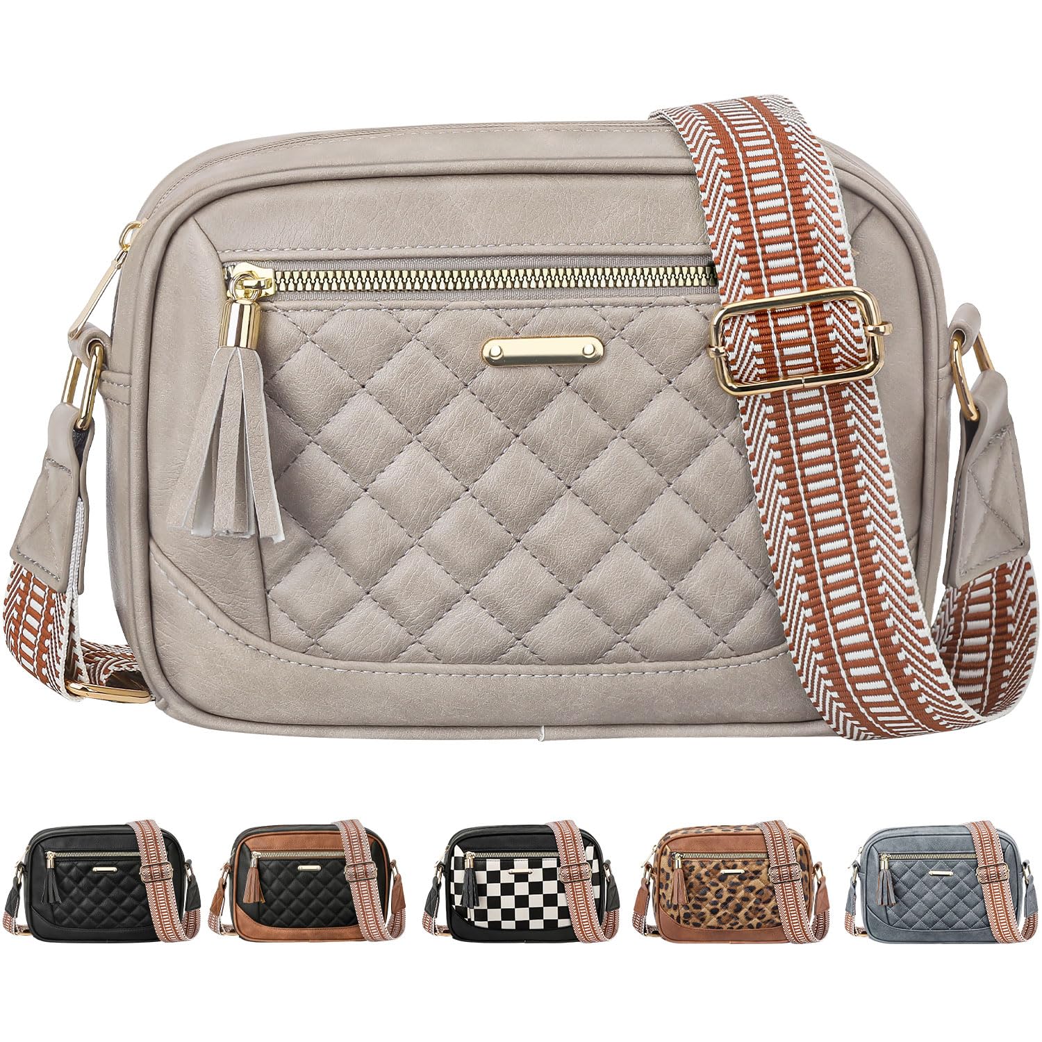 Tenot Quilted Crossbody Bags for Women Travel, Vegan Leather Crossbody Purses for Women Trendy Cross Body Bag
