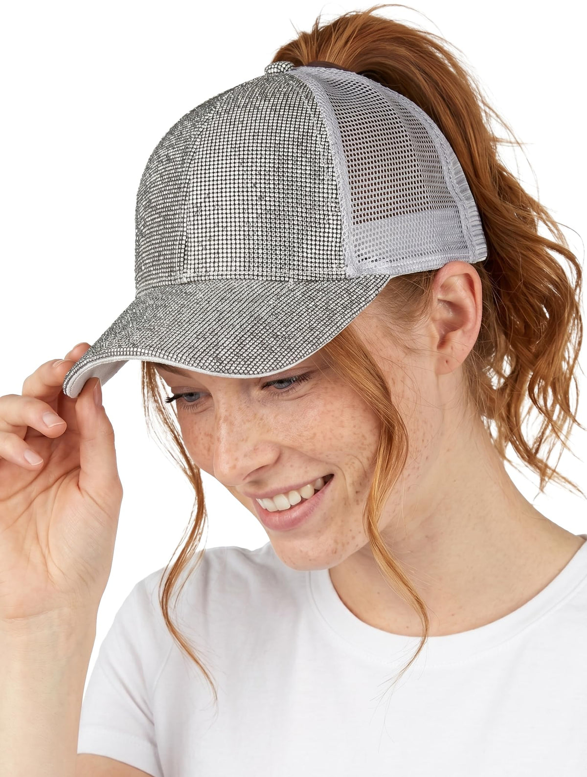 Funky Junque Ponytail Hat for Women - Baseball Cap with Adjustable Fit & High Pony Tail Criss Cross Back for Everyday Wear