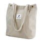 Corduroy Tote Bag Cute Tote Bags for Women Shoulder Bag with Inner Pocket for Work Beach Travel and Shopping Grocery
