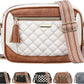 Tenot Quilted Crossbody Bags for Women Travel, Vegan Leather Crossbody Purses for Women Trendy Cross Body Bag