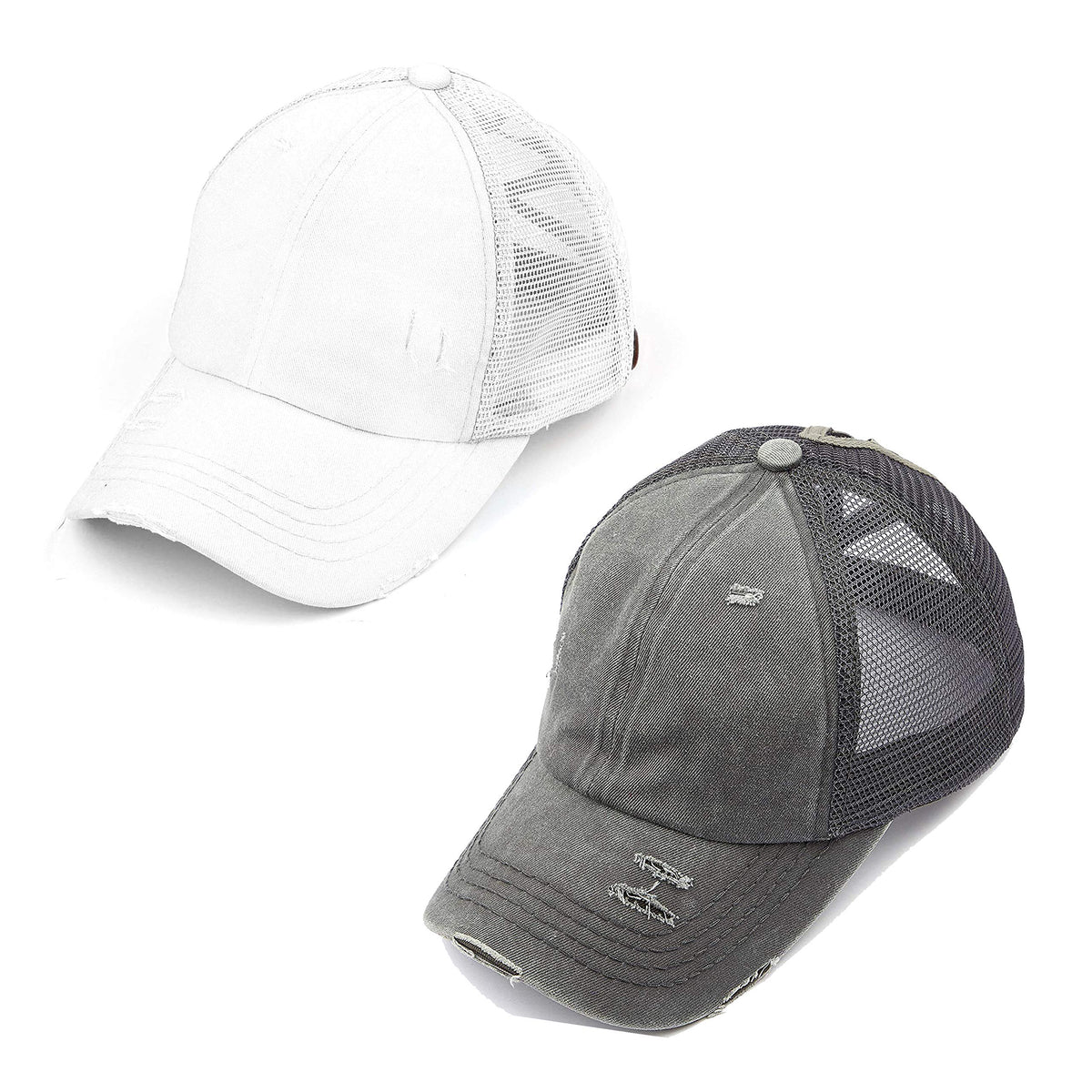 Funky Junque Ponytail Hat for Women - Baseball Cap with Adjustable Fit & High Pony Tail Criss Cross Back for Everyday Wear