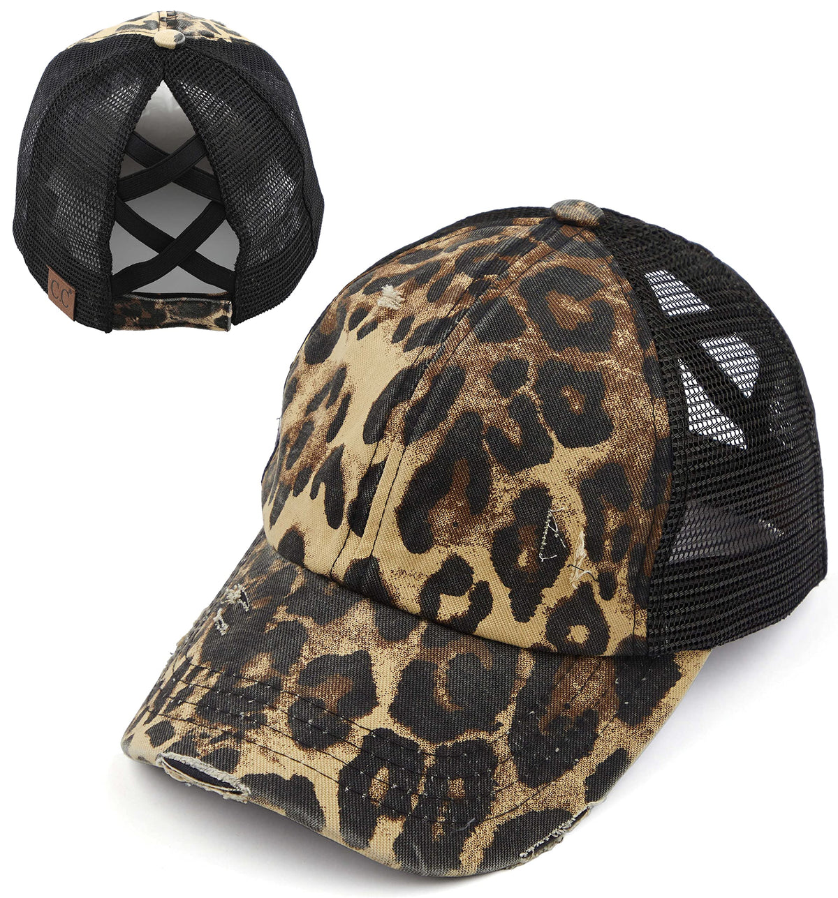 Funky Junque Ponytail Hat for Women - Baseball Cap with Adjustable Fit & High Pony Tail Criss Cross Back for Everyday Wear