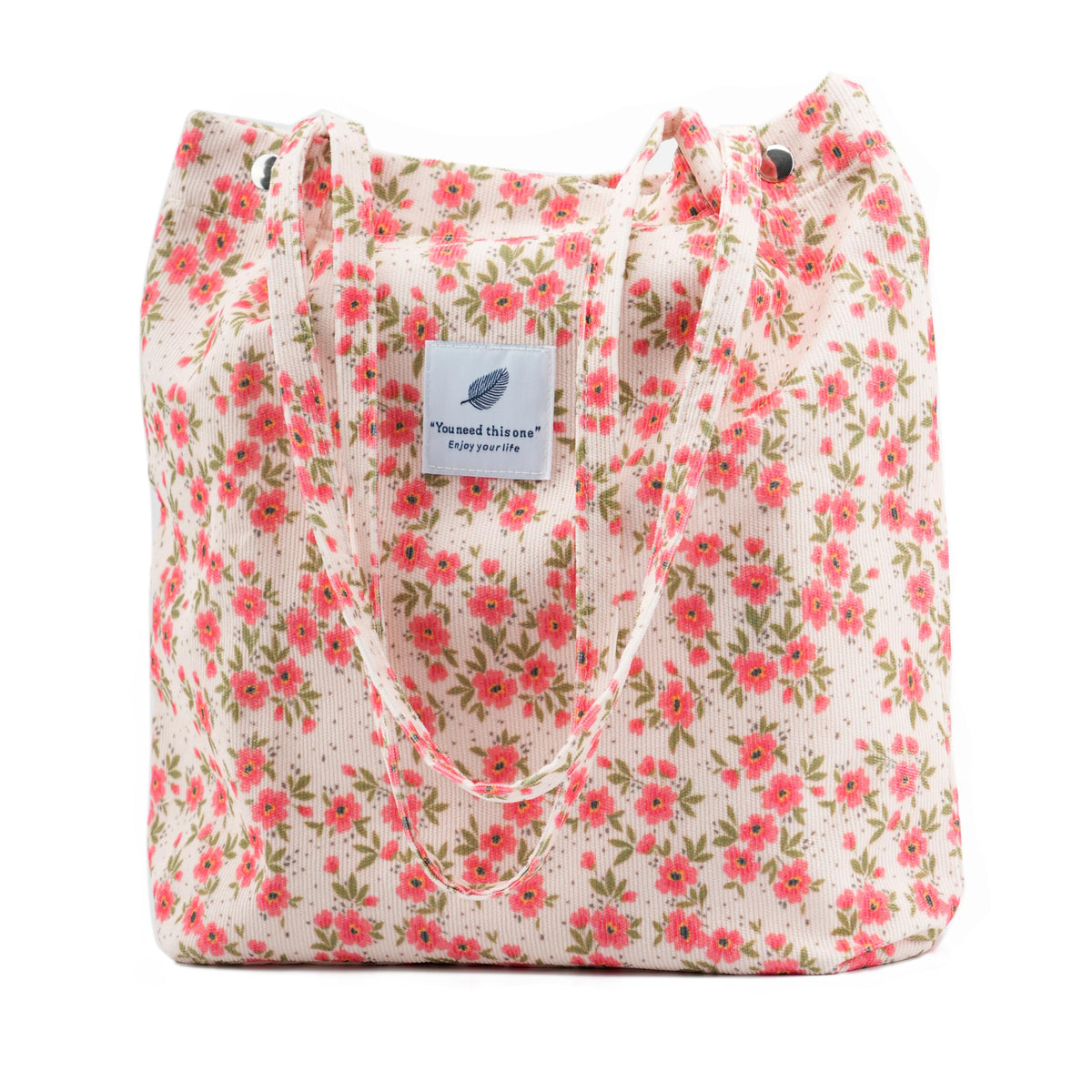 Corduroy Tote Bag Cute Tote Bags for Women Shoulder Bag with Inner Pocket for Work Beach Travel and Shopping Grocery