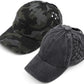 Funky Junque Ponytail Hat for Women - Baseball Cap with Adjustable Fit & High Pony Tail Criss Cross Back for Everyday Wear