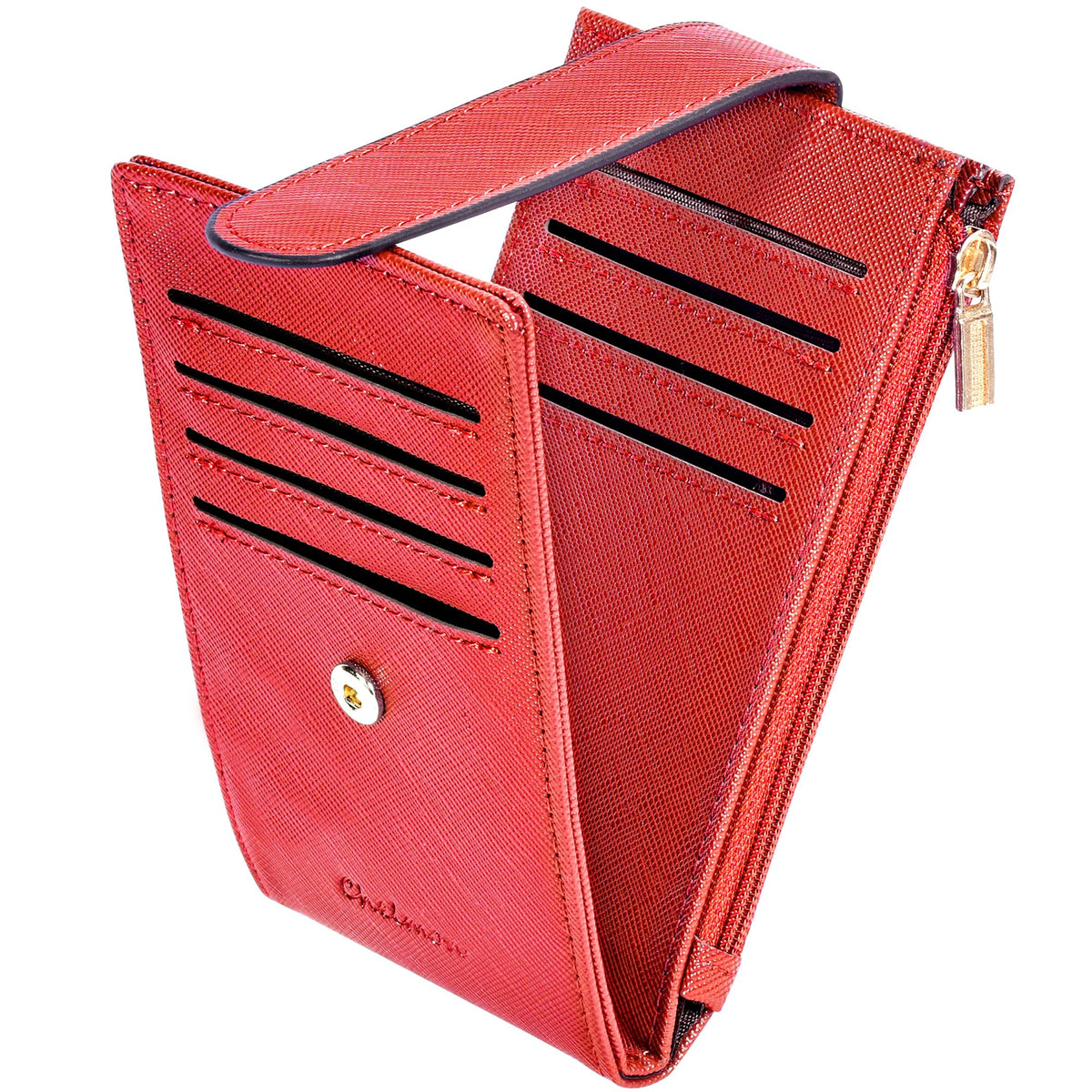 Chelmon Women's RFID Slim Card Holder Wallet: Thin Bifold with Multi-Card Case & Zipper Coin Pocket Purse (Deep Purple)