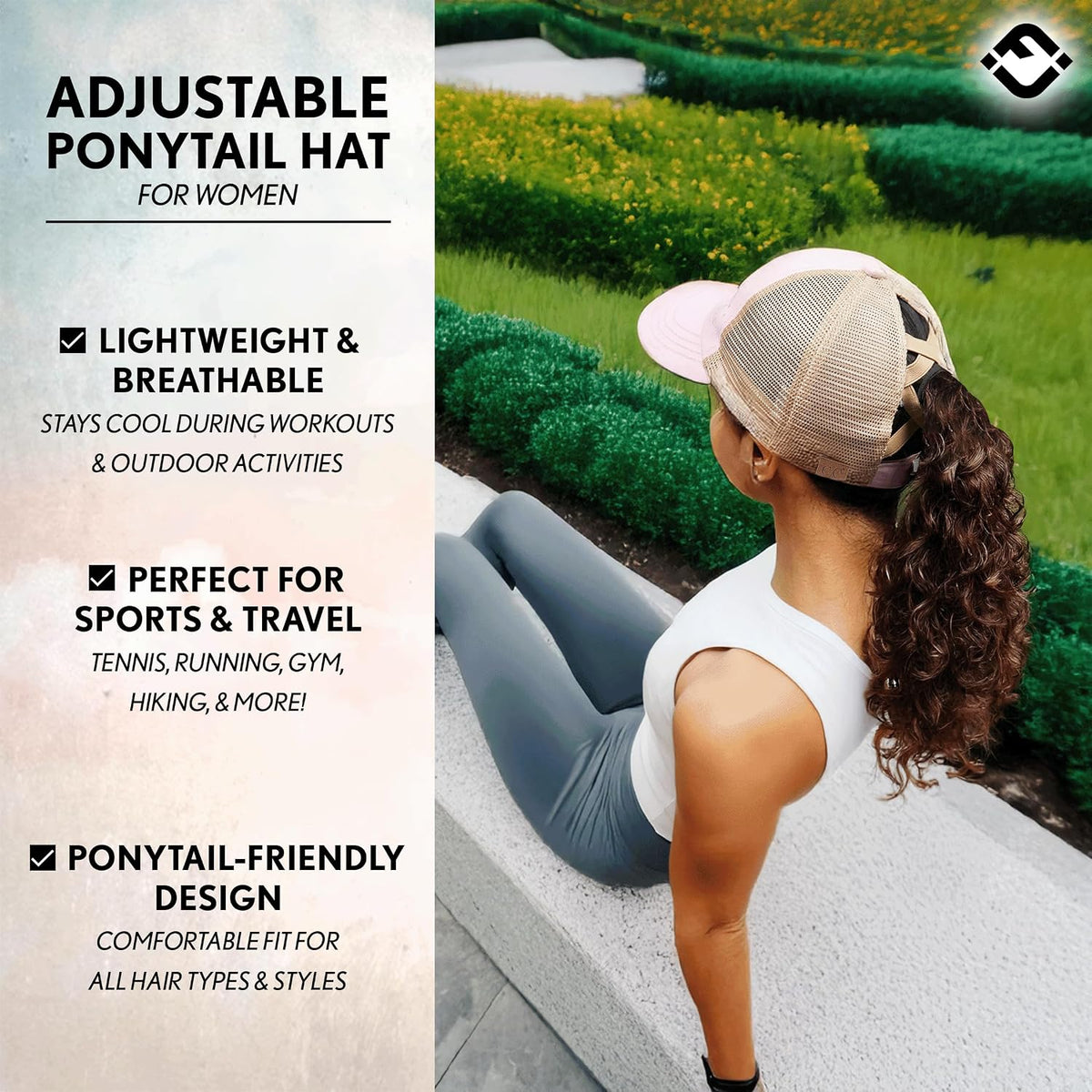 Funky Junque Ponytail Hat for Women - Baseball Cap with Adjustable Fit & High Pony Tail Criss Cross Back for Everyday Wear