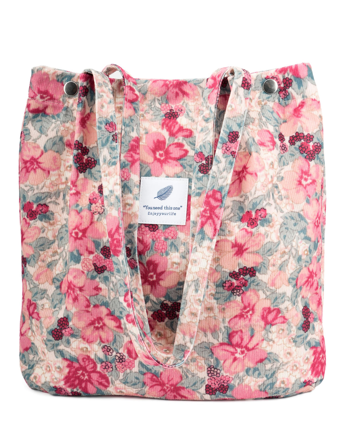 Corduroy Tote Bag Cute Tote Bags for Women Shoulder Bag with Inner Pocket for Work Beach Travel and Shopping Grocery