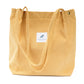 Corduroy Tote Bag Cute Tote Bags for Women Shoulder Bag with Inner Pocket for Work Beach Travel and Shopping Grocery