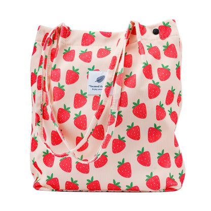 Corduroy Tote Bag Cute Tote Bags for Women Shoulder Bag with Inner Pocket for Work Beach Travel and Shopping Grocery