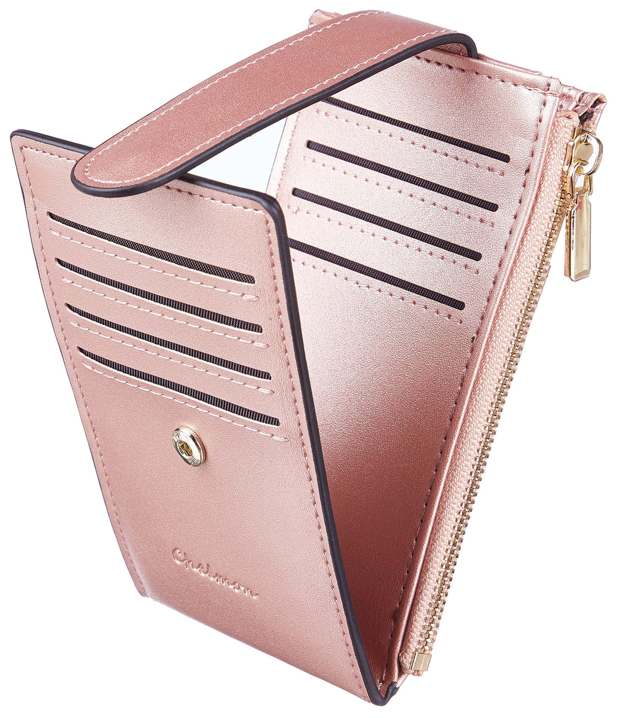 Chelmon Women's RFID Slim Card Holder Wallet: Thin Bifold with Multi-Card Case & Zipper Coin Pocket Purse (Deep Purple)