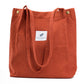 Corduroy Tote Bag Cute Tote Bags for Women Shoulder Bag with Inner Pocket for Work Beach Travel and Shopping Grocery