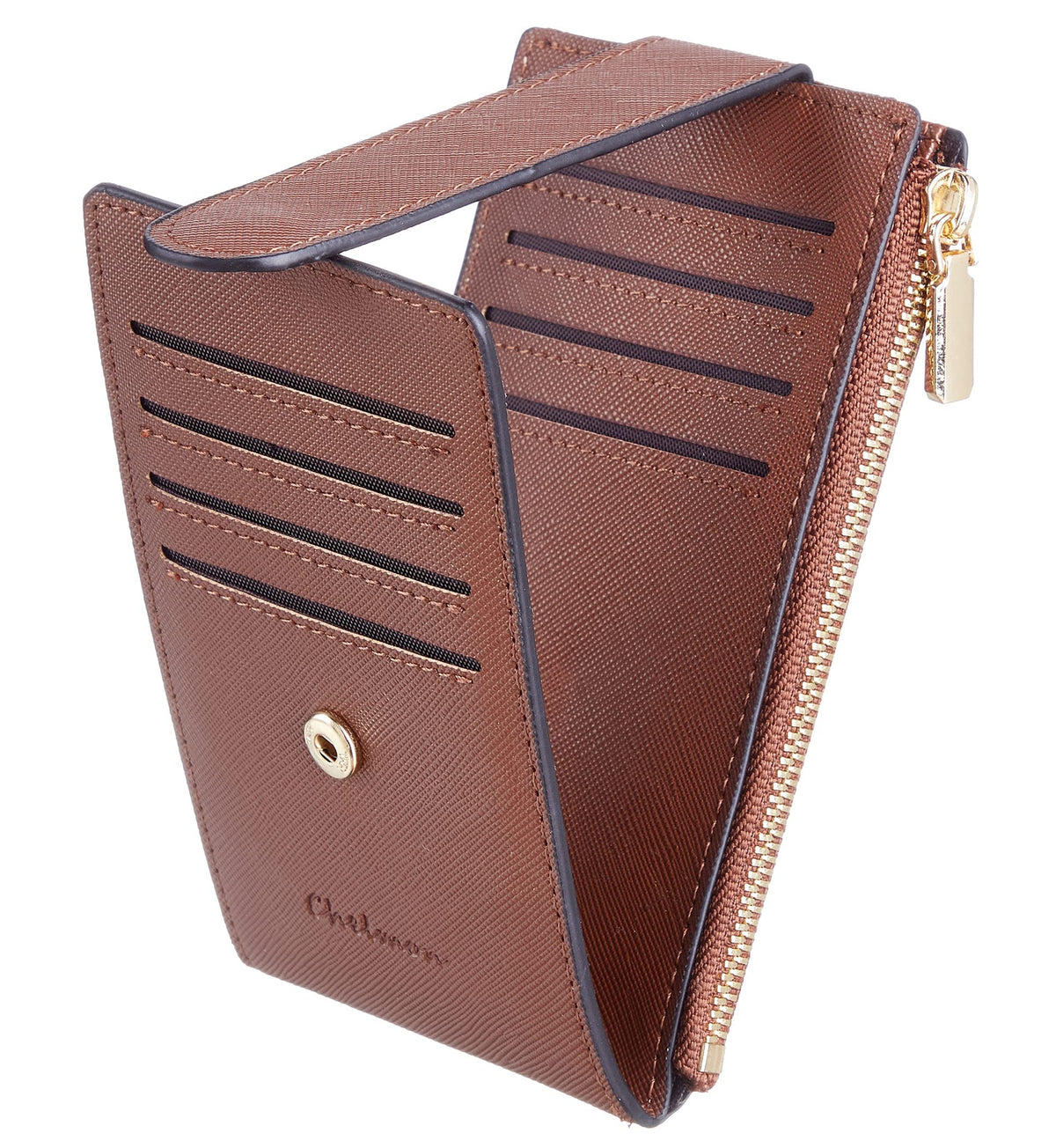 Chelmon Women's RFID Slim Card Holder Wallet: Thin Bifold with Multi-Card Case & Zipper Coin Pocket Purse (Deep Purple)