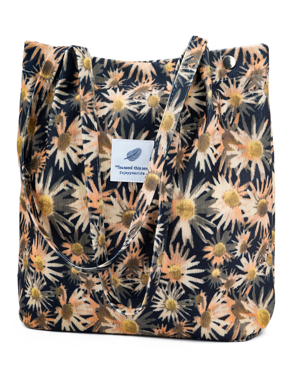 Corduroy Tote Bag Cute Tote Bags for Women Shoulder Bag with Inner Pocket for Work Beach Travel and Shopping Grocery